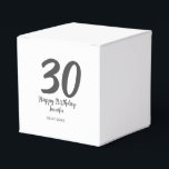 30th Birthday Naam toevoegen Datum Jaar Zwarte sja Bedankdoosjes<br><div class="desc">bewerkbaar ontwerp</div>