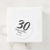 30th Birthday Naam toevoegen Datum Jaar Zwarte sja Bedankjes Labels (In situ)