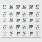 30th Birthday Naam toevoegen Datum Jaar Zwarte sja Cadeaupapier (Vlak)