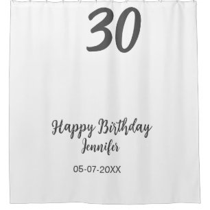 30th Birthday Naam toevoegen Datum Jaar Zwarte sja Douchegordijn