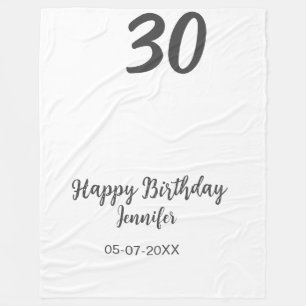 30th Birthday Naam toevoegen Datum Jaar Zwarte sja Fleece Deken