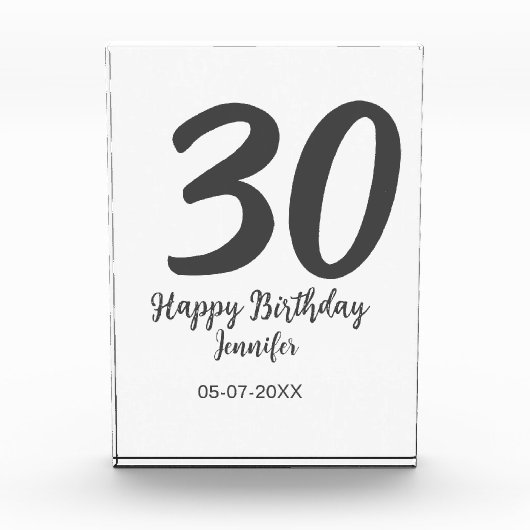 30th Birthday Naam toevoegen Datum Jaar Zwarte sja Fotoblokken (Voorkant)