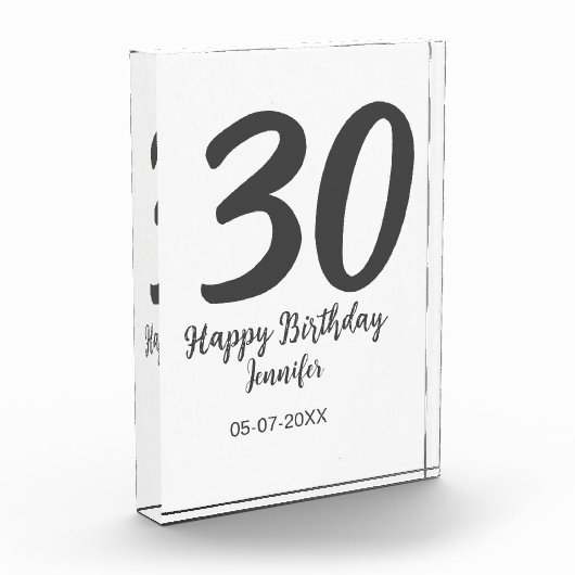 30th Birthday Naam toevoegen Datum Jaar Zwarte sja Fotoblokken (Links)