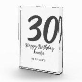 30th Birthday Naam toevoegen Datum Jaar Zwarte sja Fotoblokken (Rechts)