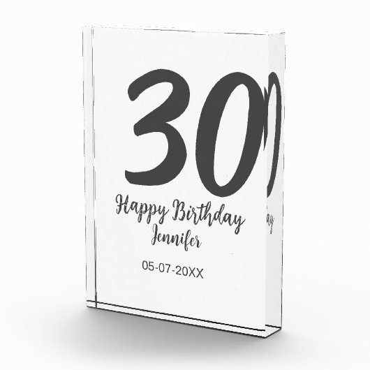 30th Birthday Naam toevoegen Datum Jaar Zwarte sja Fotoblokken (Rechts)