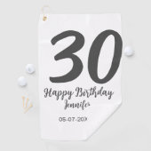 30th Birthday Naam toevoegen Datum Jaar Zwarte sja Golfhanddoek (Insitu)