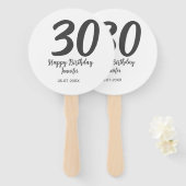 30th Birthday Naam toevoegen Datum Jaar Zwarte sja Handwaaier (Voorkant en achterkant)
