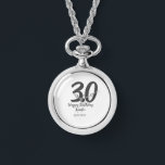 30th Birthday Naam toevoegen Datum Jaar Zwarte sja Horloge<br><div class="desc">bewerkbaar ontwerp</div>