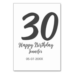 30th Birthday Naam toevoegen Datum Jaar Zwarte sja Kaart