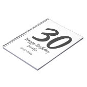 30th Birthday Naam toevoegen Datum Jaar Zwarte sja Notitieboek (Linkerzijde)