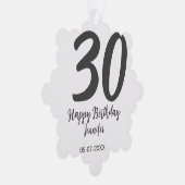 30th Birthday Naam toevoegen Datum Jaar Zwarte sja Ornament Kaart (Rechts)