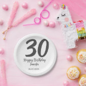 30th Birthday Naam toevoegen Datum Jaar Zwarte sja Papieren Bordje (Feest)