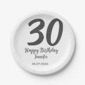 30th Birthday Naam toevoegen Datum Jaar Zwarte sja Papieren Bordje (Voorkant)
