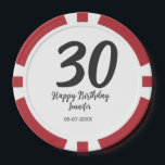 30th Birthday Naam toevoegen Datum Jaar Zwarte sja Poker Chips<br><div class="desc">bewerkbaar ontwerp</div>