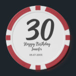 30th Birthday Naam toevoegen Datum Jaar Zwarte sja Poker Chips<br><div class="desc">bewerkbaar ontwerp</div>