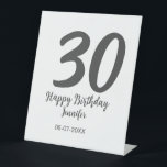 30th Birthday Naam toevoegen Datum Jaar Zwarte sja Reclamebord Met Voetstuk<br><div class="desc">bewerkbaar ontwerp</div>