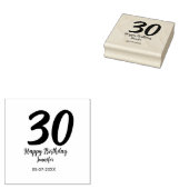 30th Birthday Naam toevoegen Datum Jaar Zwarte sja Rubberstempel (Gestempeld)