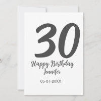 30th Birthday Naam toevoegen Datum Jaar Zwarte sja