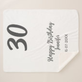 30th Birthday Naam toevoegen Datum Jaar Zwarte sja Sherpa Deken (Voorkant (horizontaal))