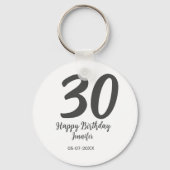 30th Birthday Naam toevoegen Datum Jaar Zwarte sja Sleutelhanger (Voorkant)