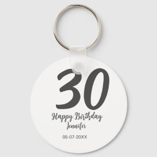 30th Birthday Naam toevoegen Datum Jaar Zwarte sja Sleutelhanger