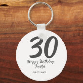 30th Birthday Naam toevoegen Datum Jaar Zwarte sja Sleutelhanger (Achterkant)
