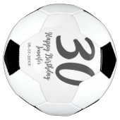 30th Birthday Naam toevoegen Datum Jaar Zwarte sja Voetbal (Gedraaid)