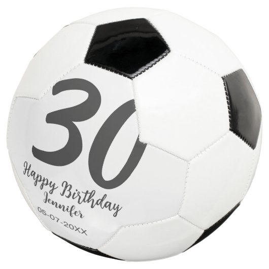 30th Birthday Naam toevoegen Datum Jaar Zwarte sja Voetbal (Drie kwart)