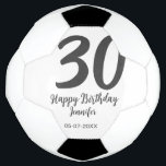30th Birthday Naam toevoegen Datum Jaar Zwarte sja Voetbal<br><div class="desc">bewerkbaar ontwerp</div>