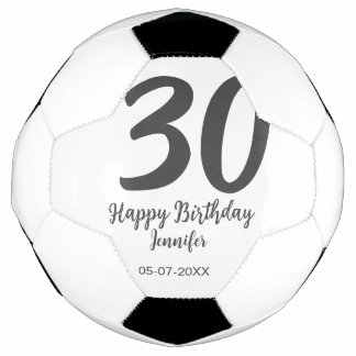 30th Birthday Naam toevoegen Datum Jaar Zwarte sja Voetbal