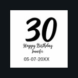 30th Birthday Naam toevoegen Datum Jaar Zwarte sja Zelfinktende Stempel<br><div class="desc">bewerkbaar ontwerp</div>