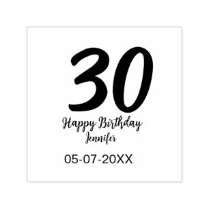 30th Birthday Naam toevoegen Datum Jaar Zwarte sja Zelfinktende Stempel