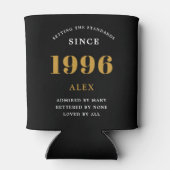 30th Birthday Name 1996 Black Gold Elegant Chic Blikjeskoeler (Achterkant)