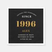 30th Birthday Name 1996 Black Gold Elegant Chic Servet (Voorkant)