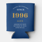 30th Birthday Name 1996 Blue Gold Elegant Chic Blikjeskoeler (Voorkant)