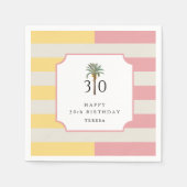 30th Birthday Palm Beach Pastel Stripe Tropical Servet (Voorkant)