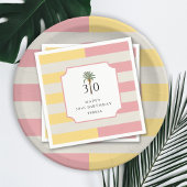 30th Birthday Palm Beach Pastel Stripe Tropical Servet