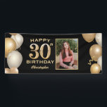 30th Birthday Party Black and Gold Balloons Foto Spandoek<br><div class="desc">30e verjaardag Zwarte en gouden ballonnen fotobanner. Voor verdere aanpassing,  te klikken gelieve de knoop "van de Aanpassing het"en ons ontwerphulpmiddel te gebruiken om deze sjabloon te wijzigen.</div>