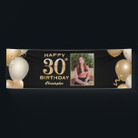 30th Birthday Party Black and Gold Balloons Foto Spandoek<br><div class="desc">30e verjaardag Zwarte en gouden ballonnen fotobanner. Voor verdere aanpassing,  te klikken gelieve de knoop "van de Aanpassing het"en ons ontwerphulpmiddel te gebruiken om deze sjabloon te wijzigen.</div>
