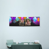 30th Birthday Party Black and Gold Balloons Foto Spandoek (Beurs)