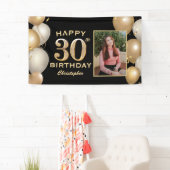 30th Birthday Party Black and Gold Balloons Foto Spandoek (Insitu)