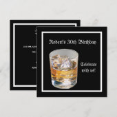 30th Birthday Party Black Silver Drinken Kaart (Voorkant / Achterkant)
