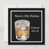 30th Birthday Party Black Silver Drinken Kaart (Voorkant)