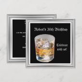 30th Birthday Party Black Silver Drinken Kaart (Voorkant / Achterkant)