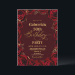 30th Birthday Party Burgundy Red Gold Floral Kaart<br><div class="desc">Modern black and red with gold birthday invitation template is perfect for stylish birthday party. Elegant-minimalistic themed invite is full of fun and modern design elements,  elegant calligraphy and modern fonts. Birthdays are special days,  and this invite can help it make a memorable for friends.</div>