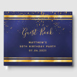 30th Birthday Party dark blue gold confetti Gastenboek<br><div class="desc">Een 30e Birthday Party Guest Book voor hem,  jongen,  man in donkerblauwe,  marineblauwe achtergrond. De blauwe kleur is ongelijk. Met een gouden lijst en gouden confetti sprinkle,  gouden gekleurde letters. Spine: voeg je eigen tekst toe.</div>