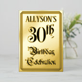 30th Birthday Party — Elegant Script + aangepaste  Folie Uitnodiging (Staand Voorkant)