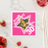 30th Birthday party fotoster hot roze inapkins Servetten (Insitu)