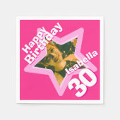 30th Birthday party fotoster hot roze inapkins Servetten (Voorkant)