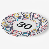 30th Birthday Party Funky Doodles Papieren Bordje (Gekanteld)